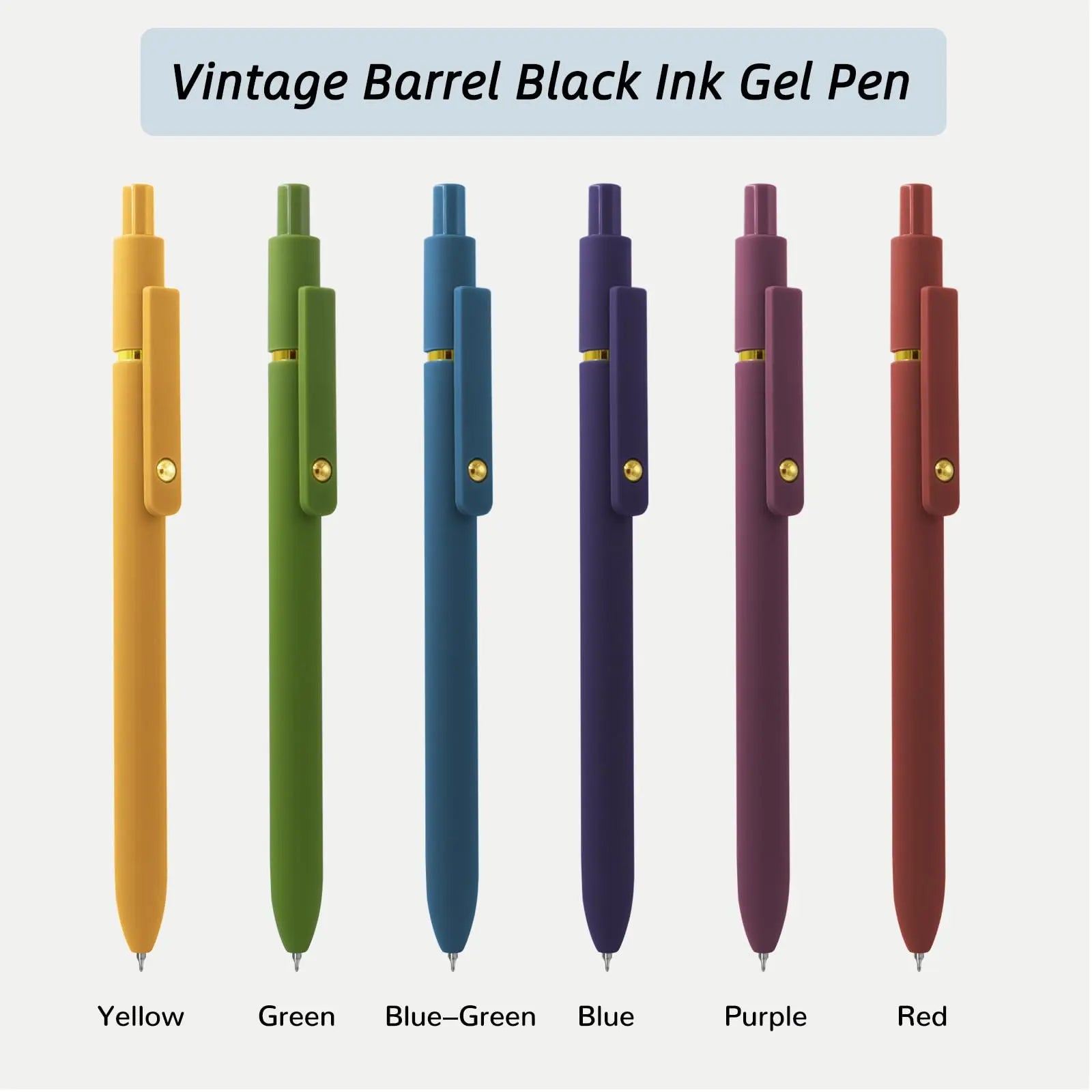 Gel Pens, 6 Pcs 0.5mm Fine Point Smooth Writing Pens Cute Pens, High-End Series Black Ink Pens for Journaling Note Taking, School Office Supplies for Women Men