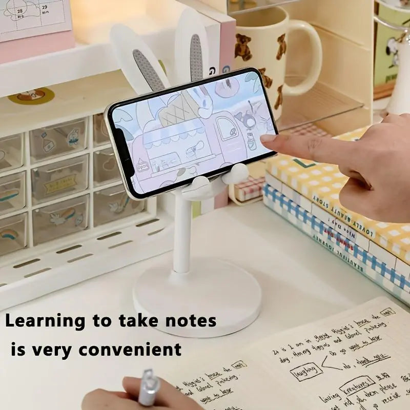 Cute Rabbit Design Phone Holder, Universal Smartphone Holder, Adjustable-Height Phone Stand, Desktop Cellphone Holder Stand for Home Office, Phone Accessories, Cell Phone Mounts, Mobile Mount
