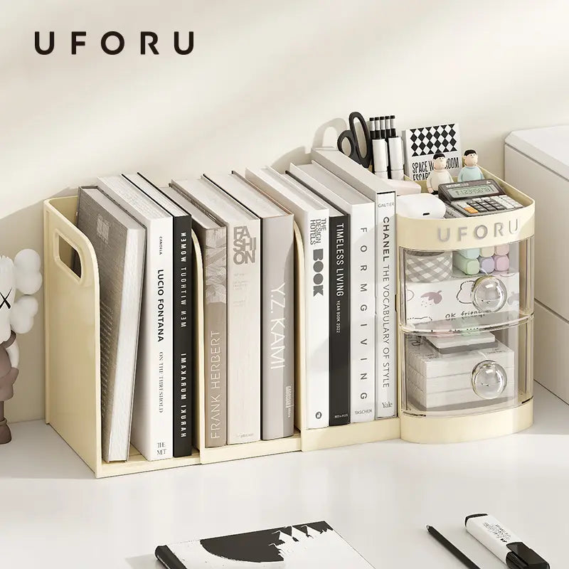 Adjustable Desktop Bookshelf Organizer Box, Ideal Mother's Day Present for Mom, Book Stand & Office File Storage, Student Drawer & Kids Pen Holder with Multiple Compartments