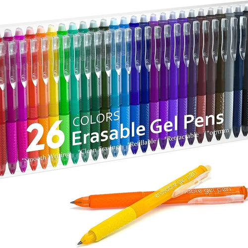 26 Pack Erasable Gel Pens, Retractable Fine Point Clicker Pens in 15/26 Assorted Colors, Smooth Writing and Easy to Use for Students, Teachers and Artists, Drawing Writing Planner and Crossword Puzzles,magical pen,gift,Colorful Crafts