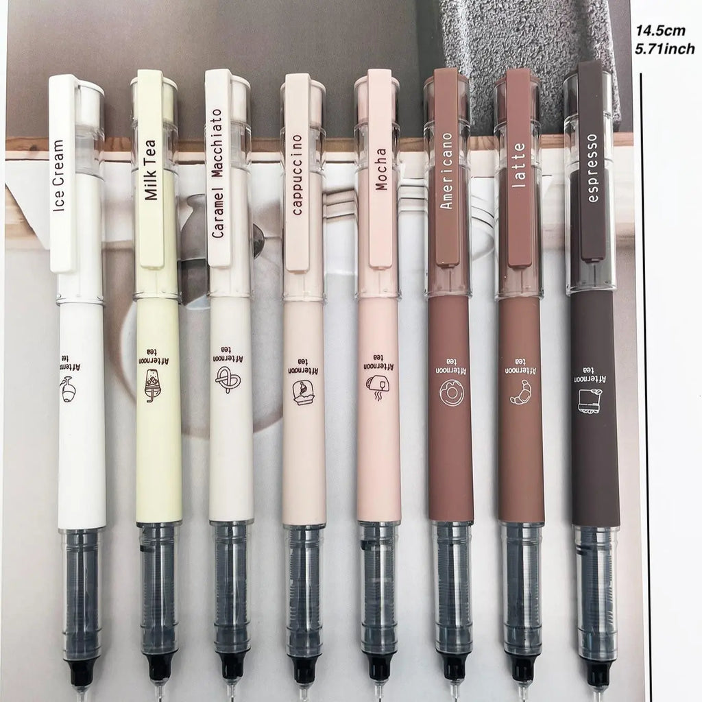 Coffee Theme Liquid Quick-drying Ink Gel Pen, No Smear Soft Touch Pen for Note Taking Drawing School Office Stationery Supplies, Aesthetic Pens